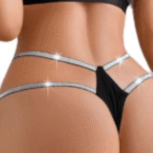 Thong Panties with Metallic Waistband Trim