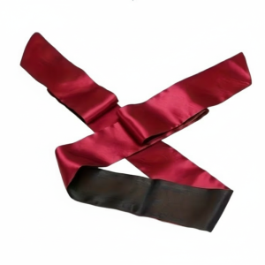 Luxurious Full Coverage Satin Mask with Tie Back - Black and Red
